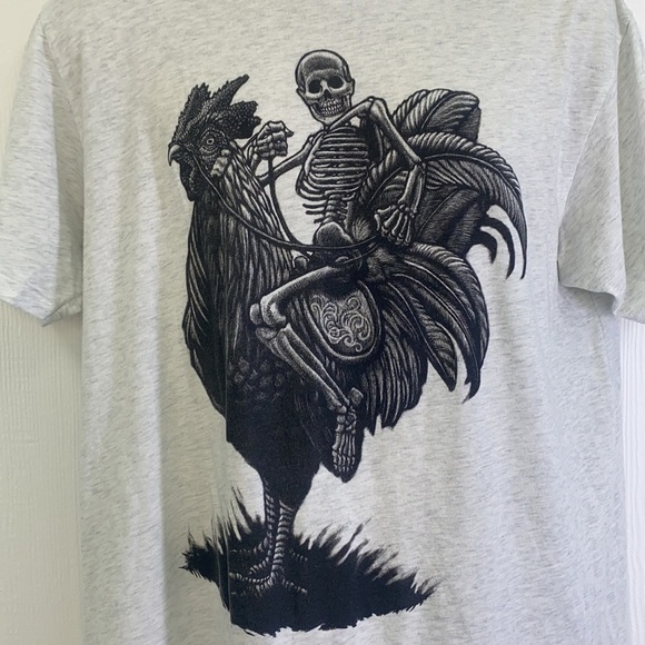 Curbside - Skeleton Riding A Rooster Short Sleeve T Shirt Size Large - Picture 3 of 9